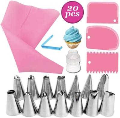 20-delige taartdecoratieset met spuitzak en spuitpunten voor perfecte taarten