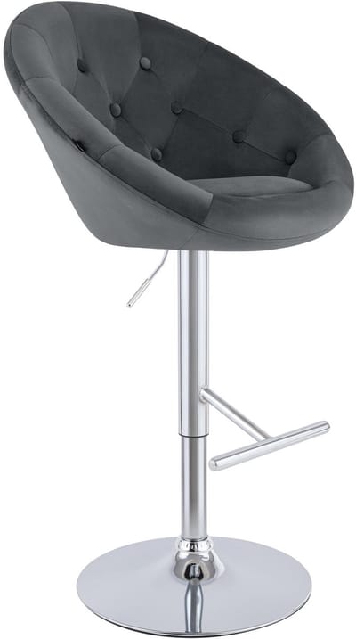 CLP London Barkruk - met rugleuning - draaibaar - verstelbaar - metalen frame - velvet - fluweel - chroom/donkergrijs