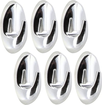 Tendance Plakhaakjes - 3 x 3 x 5 cm - Zelfklevende ophang haakjes - 6x stuks - kunststof - zilver - keuken/badkamer haken