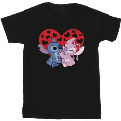 Disney Meisjes Lilo & Stitch Hartjes Katoenen T-Shirt (Zwart)