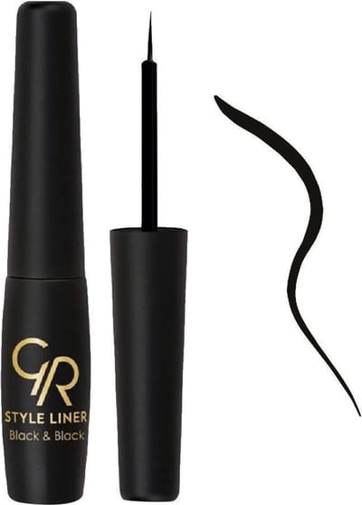 Golden Rose Style Liner Metallic  NO: 14B  Vloeibare zwarte Eyeliner met een perfecte kwast