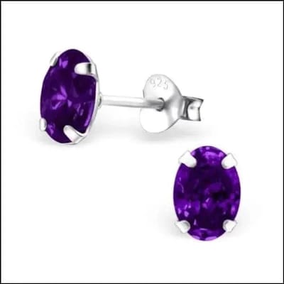 Aramat Jewels | Oorbellen | Zilveren Ovale Zirkonia Oorstekers – Meerdere Kleuren & Maten 925 Zilver | 4x3mm / Saffier Blauw | |3mm | Zilver | Kinderen, Volwassenen | Verkleurd niet