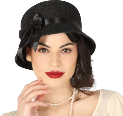Guirca Charleston Flapper Hoedje - deftige dame - zwart - Dames - jaren 20/Twenties thema