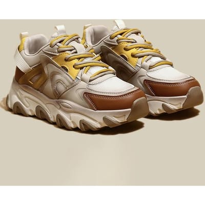 Chaussures de Papa Respirantes pour Filles Chaussures de Sport Rétro Légères Sports Décontractées pour Femmes Semelle Épaisse 5 cm Chaussures pour Femmes 40 kaki
