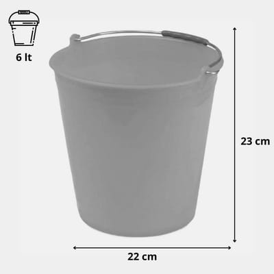 Kunststof emmer - Met ijzeren greep - Huishoudelijk werk - Stapelbaar design - 6 liter - Zwart