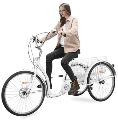 Driewieler voor volwassenen - Driewiel - Ontspannen transport - Met ruime mand - 26 inch - Wit