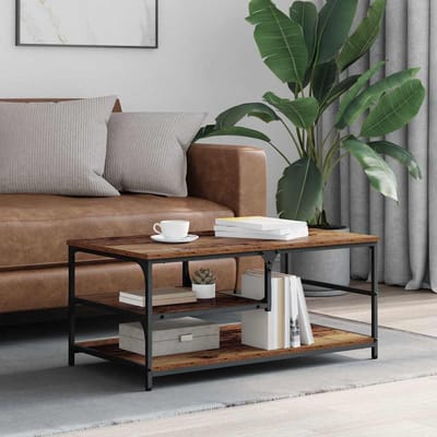 vidaXL - Salontafel - Oud - Hout - 90 - x - 49 - x - 40 - cm - Bewerkt - hout