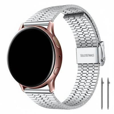 Stalen bandje - geschikt voor Garmin Vivoactive 4 / Venu 4 (45mm) / Venu 3 / 2 / Forerunner 255 / Forerunner 265 / 570 (47mm) en Polar Vantage M / M2 / V3 / Grit X (Pro) - zilver