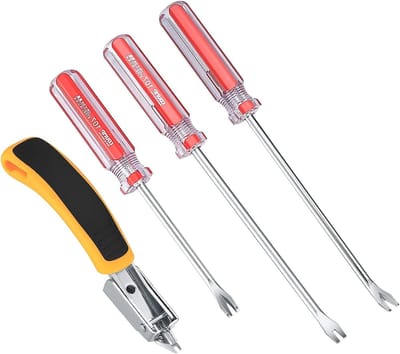 Set van 4 Naaldverwijderaars met Tack Puller Gereedschap, Perfect voor Meubelstoffering en Kussens, Handige Plastic Handvatten voor Naaiwerk