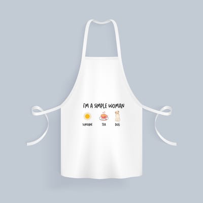 Akyol - i'm a simple woman sunshine, tea, dog Keukenschort - Quotes - vrouwen die simpel zijn - quotes - verjaardagscadeau - verjaardag - cadeau - kado - geschenk - gift - 82 bij 71 cm