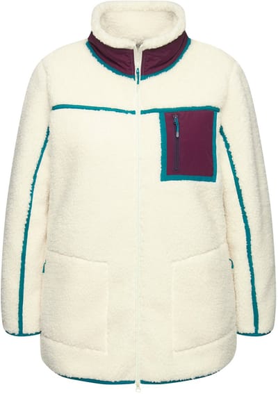 Ulla Popken - Dames - Teddy fleecejas opstaande kraag 2-wegrits - Taupe - Maat 42+