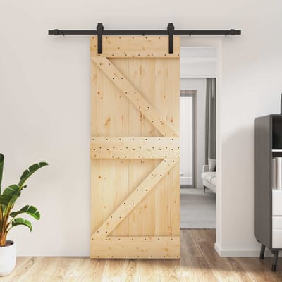 vidaXL - Schuifdeur - 85 - x - 210 - cm - Massief - Pine - Hout - (Onbehandeld)