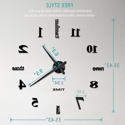 Moderne DIY Grote Wandklok met 3D Spiegelstickers en Stille Mechanisme voor Thuis en Kantoor - Zwart Decoratieve Wandklok