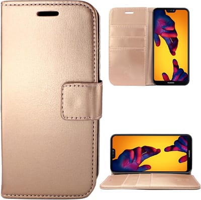 Hoesje geschikt voor Huawei P20 Lite - Kunstlederen Book Case Siliconen TPU Rose Goud - van iCall