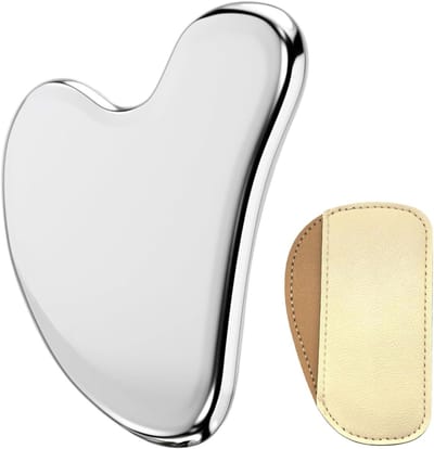 Stainless Steel Gua Sha Steen voor Gezichtsmassage, Lymfedrainage en Huidverjonging, Geschikt voor Gezicht, Ogen, Nek en Lichaam
