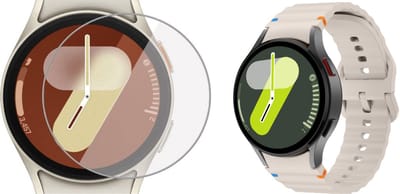 Strap-it Siliconen Wave band + Screenprotector geschikt voor Samsung Galaxy Watch 7 40mm - Sportarmband - Siliconen band - Silicoon - Sterrenlicht