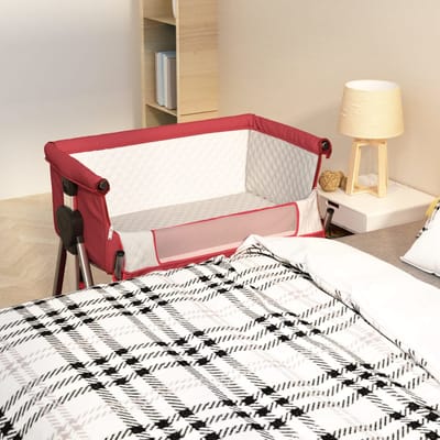 vidaXL - Babybox - met - matras - linnen - rood
