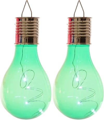 Lumineo Lampbolletje - 4x stuks - LED - groen - solar verlichting - 14 cm - tuinverlichting