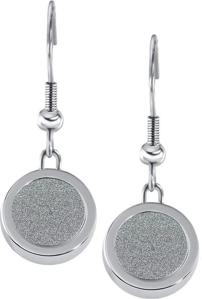 Quiges RVS Schroefsysteem Oorhangers Oorbellen Rosékleurig met Zirkonia en Verwisselbare Zilverkleurig Glitter Mini Munt Set - ECOS233