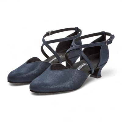 Diamant gesloten dames dansschoenen 170 - 013 - 537 - Fluweel Zilverglans - 4,2 cm Spaanse Hak - Gekruist hielbandje - Verstelbare drukknoopsluiting - Gesloten voorkant - Comfort voetbed - Stijldansen, Ballroom - Diamant - Blauw - 42