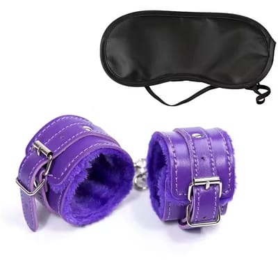 Scoby - Pluche Handboeien - Handboeienset - Oogmasker - BDSM - One Size - Paars