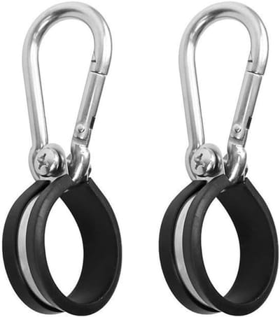 Rubberen Kabelclips met Carabiner 40 mm - Roestvrijstalen P-Clips voor Slangen en Kabels, Set van 2, Ideaal voor Organisatie en Bevestiging