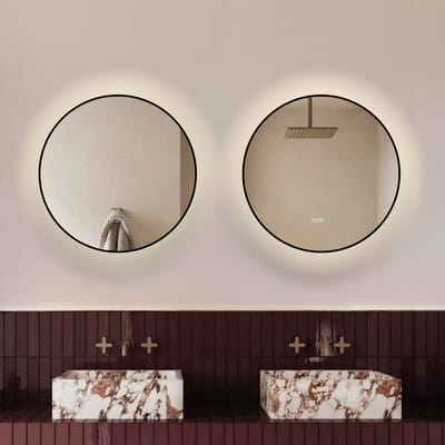 Lumoire® Spiegel Met Verlichting - 60CM Rond - Set van 2 - Badkamerspiegels met Zwarte Rand