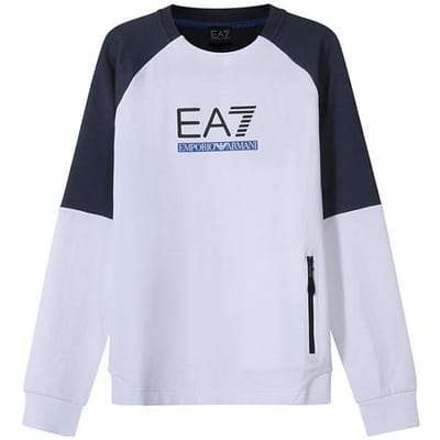 Emporio Armani EA7 SS22 Sweat à capuche Col Rond Logo Color Block Homme sweatshirt Blanc 3LPM41-PJANZ-1100 M black