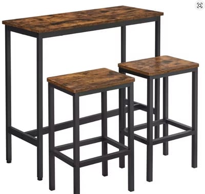Bartafelset Industrieel met 2 Barkrukken - 100x40x90 cm - Hoge Eettafel en Krukken - Keuken Barset