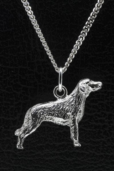 Zilveren Duitse staander langhaar ketting hanger - groot