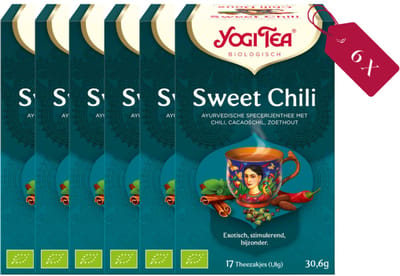 Yogi Tea Sweet Chili - Biologische Kruidenthee met Zoethout, Chili en Munt voor Een Zoete en Pittige Thee-ervaring - Tray van 6 Stuks