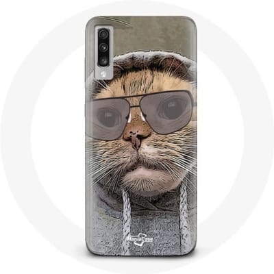 Hoesje voor Samsung Galaxy A70 Kat met grappige fotokap Dieren