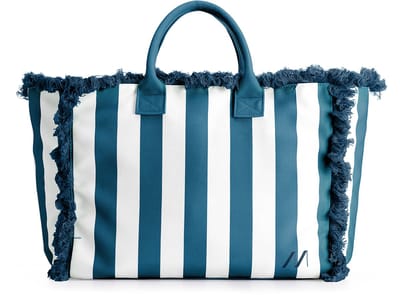 Muitomas Strandtas - Beach bag - Royaal formaat - Extra binnen vak - Stevige handvat - Magnetische sluiting - 46x15x33cm - Blauw
