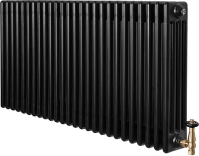 4-kolomsradiator - zwart - 600x1190 mm - thermostaatkraan