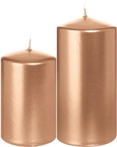 Trend Candles - Cilinder Stompkaarsen set 2x stuks rose goud 8 en 12cm