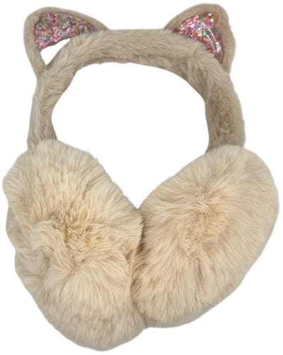 Oorwarmers kind - winter - warm - meisjes - beige - kattenoortjes - met glitter sterretjes