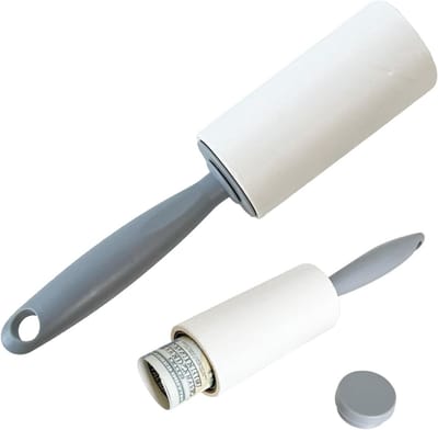Lintroller met Verborgen Compartiment voor Geld, Herbruikbare Geldopslag, Veiligheidslint voor Sieraden en Waardevolle Voorwerpen (Wit en Grijs)