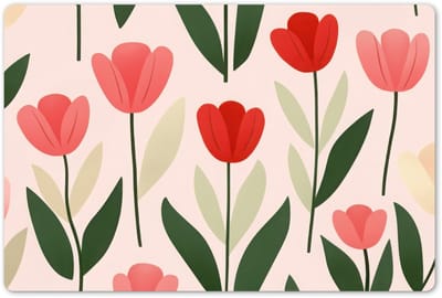 Placemats 45x30 cm - Placemat kunststof - 1 stuk - Tulpen - Modern - Roze - Borden onderleggers - Decoratie voor op tafel - Keuken tafeldecoratie accessoires - Vinyl onderlegger - Tafelversiering