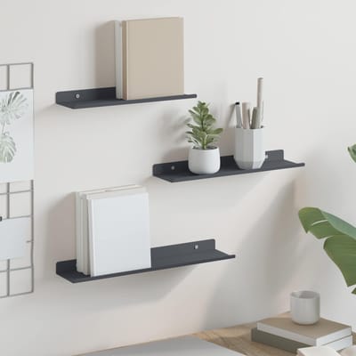 vidaXL - Zwevende - plank - 3 - st - Antraciet - 40 - x - 9 - x - 2,5 - cm - Staal