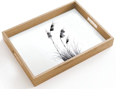 Dienblad hout 40x30 cm - Schootdienblad - Minimalistisch - Stelen - Wit - Borrelplank rechthoek - Plateau dienbladen