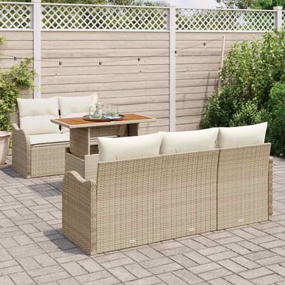 vidaXL - Tuinbank - Set - 6 - st - Beige - en - Crème - poly - rattan