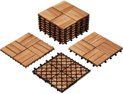 Set van 10 Houten Terrastegels Acacia 30x30 cm Kliksysteem voor Balkon en Tuin