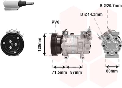 Van Wezel - AIRCO COMPRESSOR VOOR NISSAN KUBISTAR 2003-2008 2763000QAE