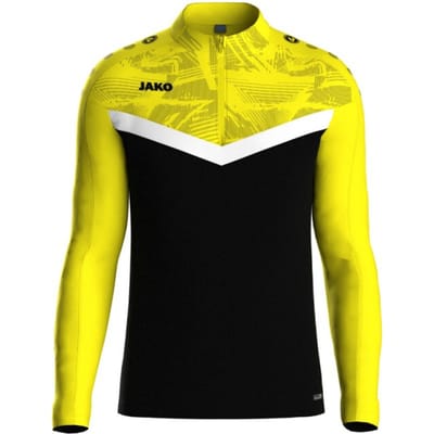 Jako Iconic Ziptop Kinderen - Zwart / Zachtgeel | Maat: 128