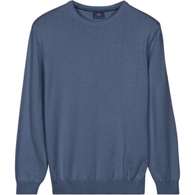 Baileys Trui Crew Neck Solid Color Cotton Knit Dark Denim Blue / male