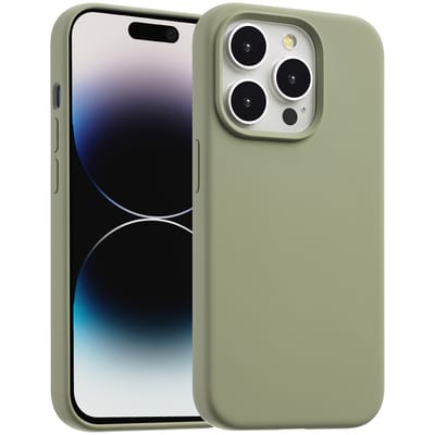 Accezz Hoesje - Geschikt voor Apple iPhone 14 Pro - Liquid Silicone Backcover geschikt voor MagSafe - Cooper Green
