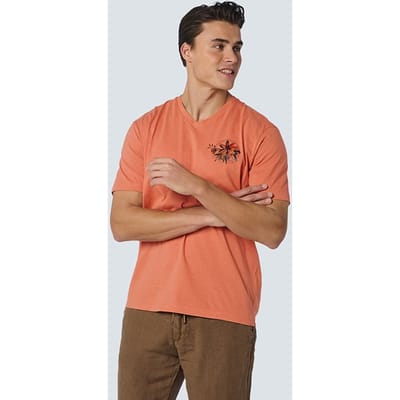 No Excess T-shirt V-neck Melange Garment Dyed Placed Print Melon Maat: XXL | T-shirts met Print Outlet | Heren | Oranje
