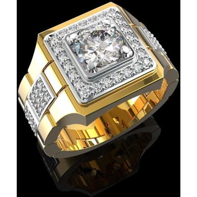 Luxe Herenring Echt Goud met 925 Sterling Zilver Emstone Ring voor Mannen Huwelijk Verloving Mooie Sieraden Belofte 10 gray