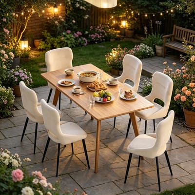Eetkamerstoel - Set van 6 - Moderne Accentstoel - Woonkamerstoel - Gestoffeerde Stoel - Dressingstoel - Comfortabele Zitstoel - Stijlvolle Interieurstoel - Beige