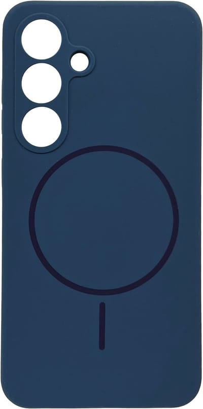 Casemania Hoesje Geschikt voor Samsung Galaxy S25 - Blauw - Zachte Liquid Siliconen Back Cover Case - Geschikt voor MagSafe - Zeer Sterke Magneet - Telefoon hoes met Camera Bescherming